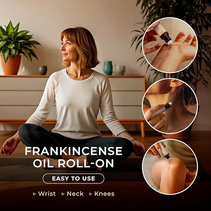 Gya Labs Frankincense Essential Oil Roll on for Face - 100% Pure Natural Frankincense Oil Roller for Skin, Aches Comfort, Soothing Aromatherapy, Self-Care Gifts for Men & Women (0.34 Fl Oz)