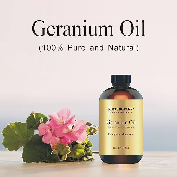First Botany, 100% Pure Geranium Essential Oil - Premium Geranium Oil for Aromatherapy, Massage, Topical & Household Uses - 1 fl oz (Geranium)