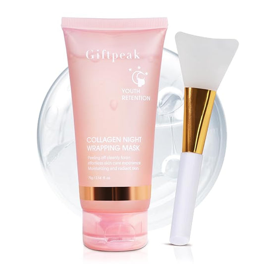 Collagen Night Wrapping Mask,Collagen Mask for Women Peel off Face Mask Overnight for Elasticity & Hydration,Reduces Sagging, Elasticity & Hydration Care, 3.38fl.oz (Brush Included)