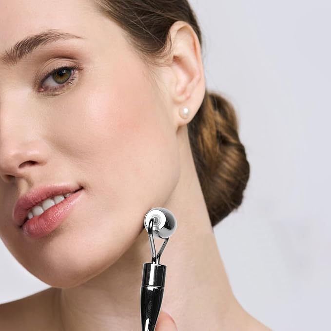 Stainless Steel Face Roller,2-in-1 Facial Roller and Guasha Tool for Face,Cooling Metal Roller for Redness Reducing,Skin Care