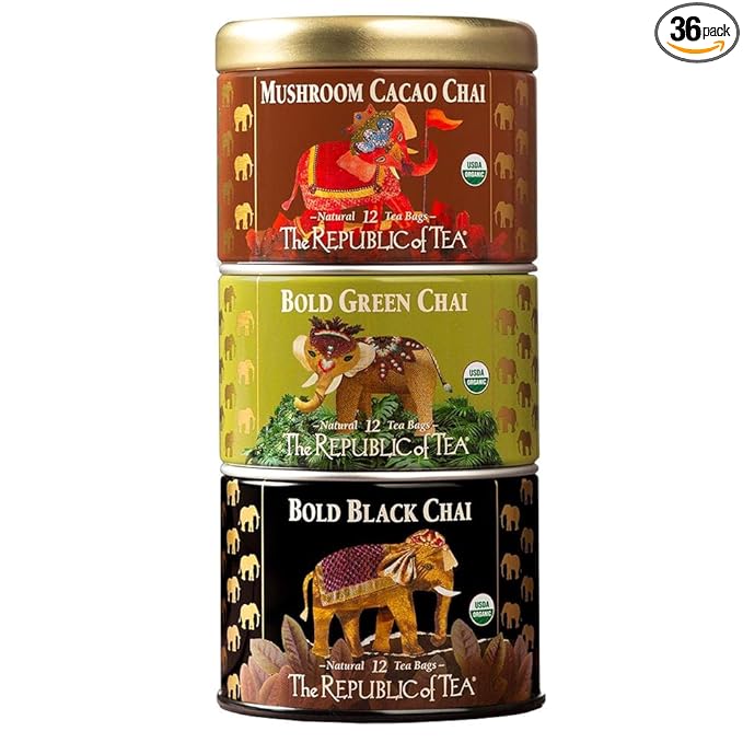 The Republic of Tea: Chai Stackable Tin Black Tea, 36 Tea Bags