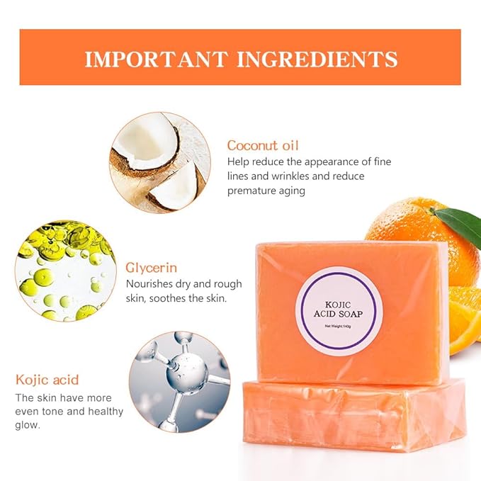 Hyaluronic Acid Eye Mask for Dark Circles and Eye Bags & Kojic Acid Soap Moisturizing Deep Cleansing for Face and Body