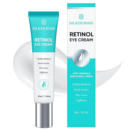 SLIKDERMIS Retinol Eye Cream for Dark Circles: Under Eye Cream for Wrinkles, Anti Aging - Eye Care, Advanced Formula Night Cream 20ml