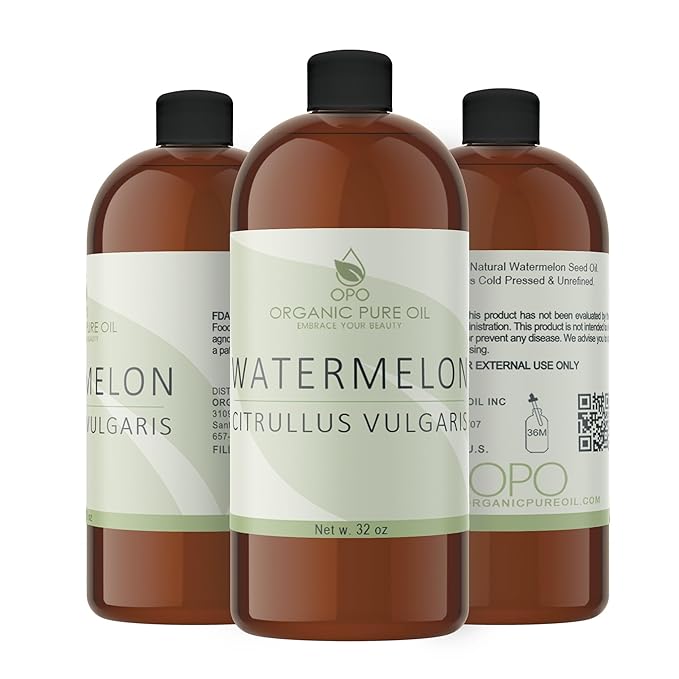 Watermelon Seed Oil - 32 oz - 100% Pure, Unrefined, All Natural, Non GMO, Bulk, Organically Sourced, Vegan, Carrier Oil for Face Scalp Hair Skin Nails Body Feet Arms Legs Dry Skin Moisturizer - OPO