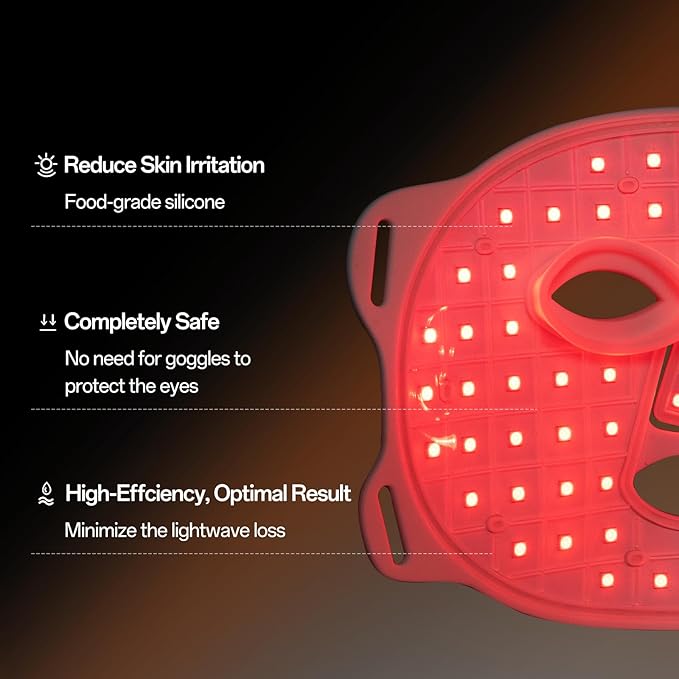 Red Light Mask - 7 Colors Red Light Mask for Face, Facial Skin Care Device with Remote Control, Ergonomic Design and Portable for Home