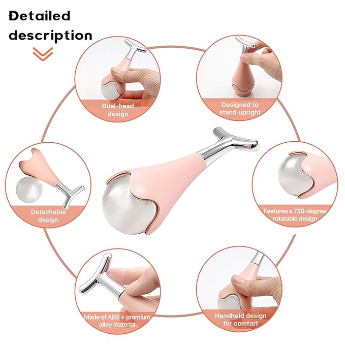 New! Premium Ice Roller for Women, Face and Eye. Ice Globes for Wrinkles and Lifting, Metal Face Roller, Face Icer, Frozen Face Roller, Eye Cream Applicator Tool (Pink, Set of 1)