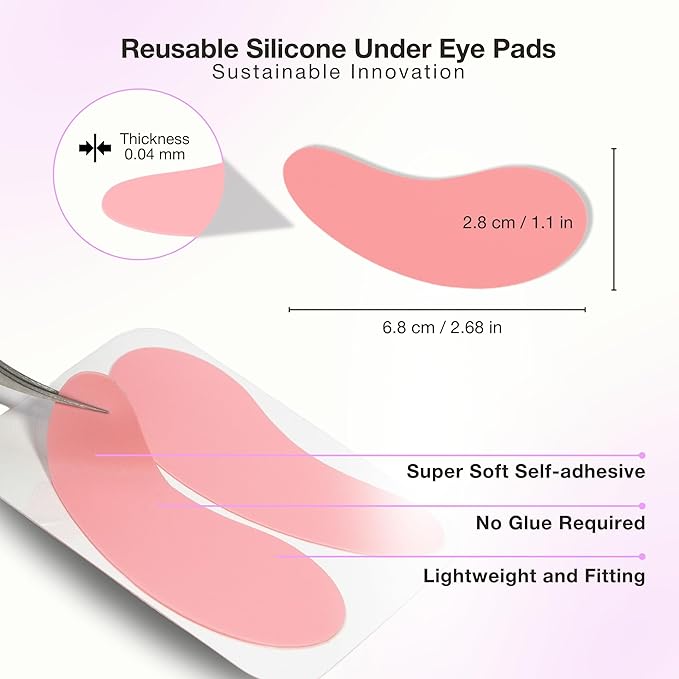 Curacoro Reusable Eye Pads, Silicone Under Eye Patches Lash Lift Cover Eyelash Extension | Soft Pads for Sensitive Skin during Eyelash Perm Lamination & Lash Extensions Remover (White, Style 3)