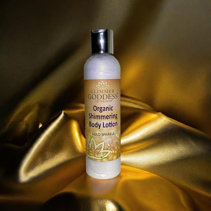 GLIMMER GODDESS Organic Body Shimmer Lotion - Super Level 3 Gold Body Shimmer, 8 oz