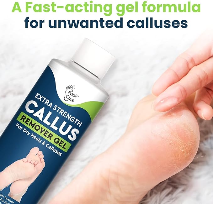 Callus Remover for Feet with Extra Strength Gel & Foot Pumice Stone Set - Easy Way to Remove Hard Calluses & Dead Skin Build-Up - Professional at-Home Foot Care for Men & Women - Made in The USA