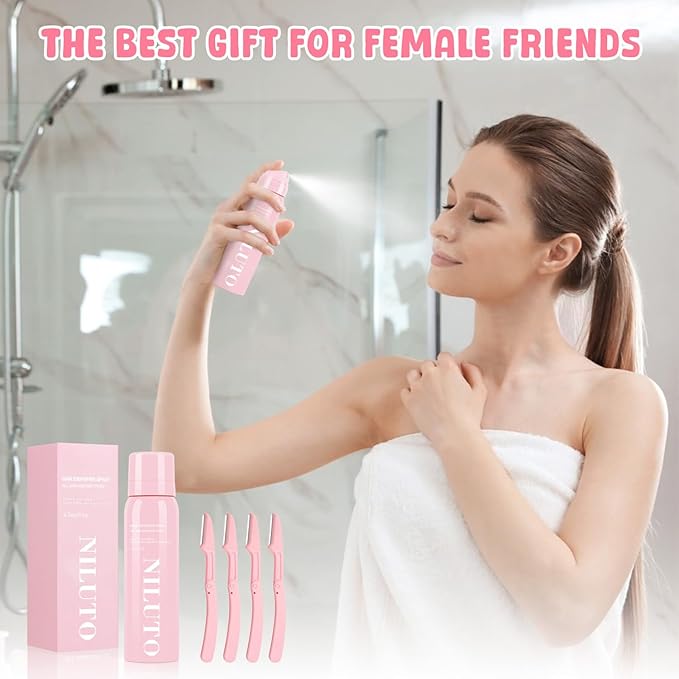 Hair Identifier Spray for Face Shaving, Moisturizing and Skin Care Dermaplaner Spray,Skin Body Hair Identifier Comfortable Face Shaving Powder (Pink 2pack 01)