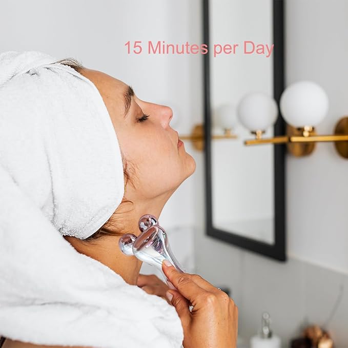 SLANGO 4D Facial Beauty Roller Massager – Double-Ball Neck Lift Device with 12 Massage Modes, 5 Vibration Levels & 9 Intensity Settings for Face & Body Sculpting (Brown)