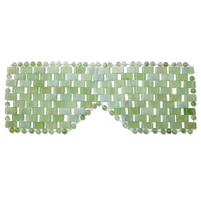 gemshan Jade Eye Mask 100% Natural Real Jade Stone Reusable Eye Mask for Hot & Cold Anti Aging，Headache and Migraine Relief Jade Mask for Women Men