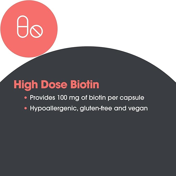 Allergy Research Group HiBiotin Supplement - Extra Strength Biotin Pills, 100,000mcg Biotin, High Dose Biotin, Vegetarian Capsules, Hypoallergenic, Gluten Free - 90 Count