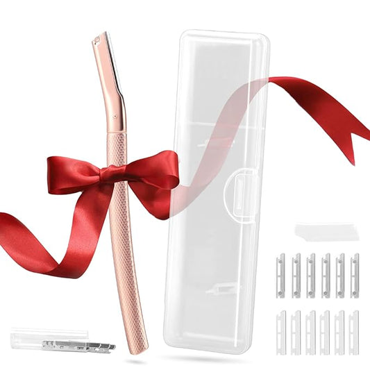 Face Razor for Women, Dermaplane Razor for Women Face Metal for Arm Armpit Leg Peach fuzz (A1-Rose Gold (12 replaced blades))