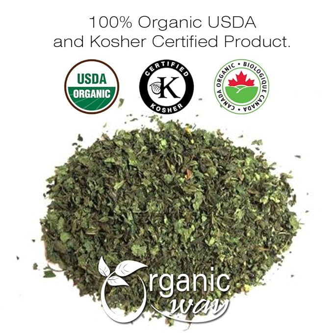 Organic Way Lemon Balm Leaf Whole (Melissa officinalis) - Herbal Tea | Organic & Kosher Certified | Vegan | Raw, Non GMO & Gluten Free | USDA Certified | Origin - Albania (1/2LBS / 8Oz)