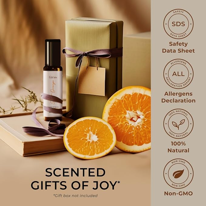 Gya Labs Sweet Orange Essential Oil Roll on - 100% Pure Natural Roller Perfume for Women & Men - Sweet Orange Oil for Skin, Relaxing Aromatherapy, Alcohol Free, Travel Size (0.34 Fl Oz)