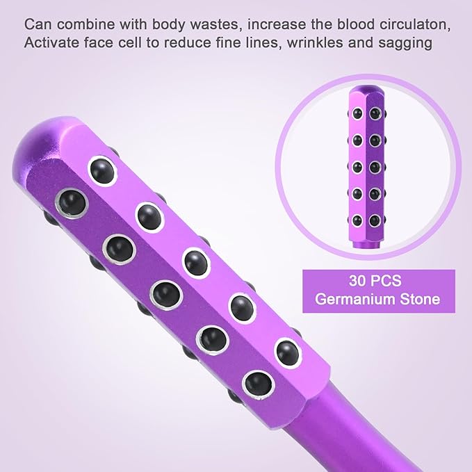 Radiance Roller 30 Germanium Stone Face Roller for Up Lifting and Skin Care，Uplift Massaging Beauty Roller，Uplifting Face Massager Roller (Purple)