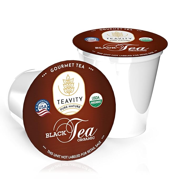 Organic Black Tea Pods for Keurig - Naturally Caffeinated Unsweetened Black Tea Pods by Teavity (36 Tea Pods)