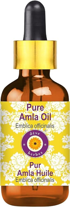 Deve Herbes Pure Amla Oil (Emblica officinalis) with Glass Dropper Natural Therapeutic Grade 15ml (0.50 oz)