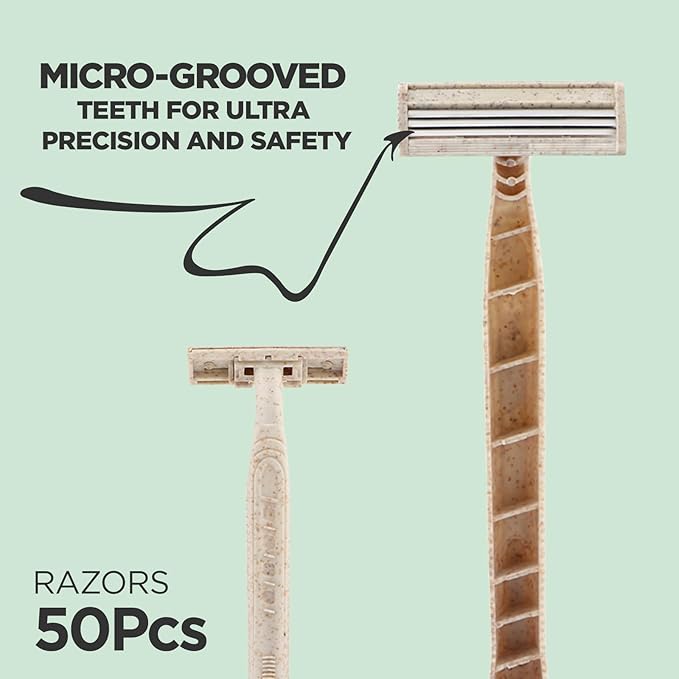 50Pcs Eco-friendly Disposable Razors Men|Safety Razor Dermaplaning Razors for Men & Women Shaving Body Facial Hair Shavers Facial Hair Remover for Women