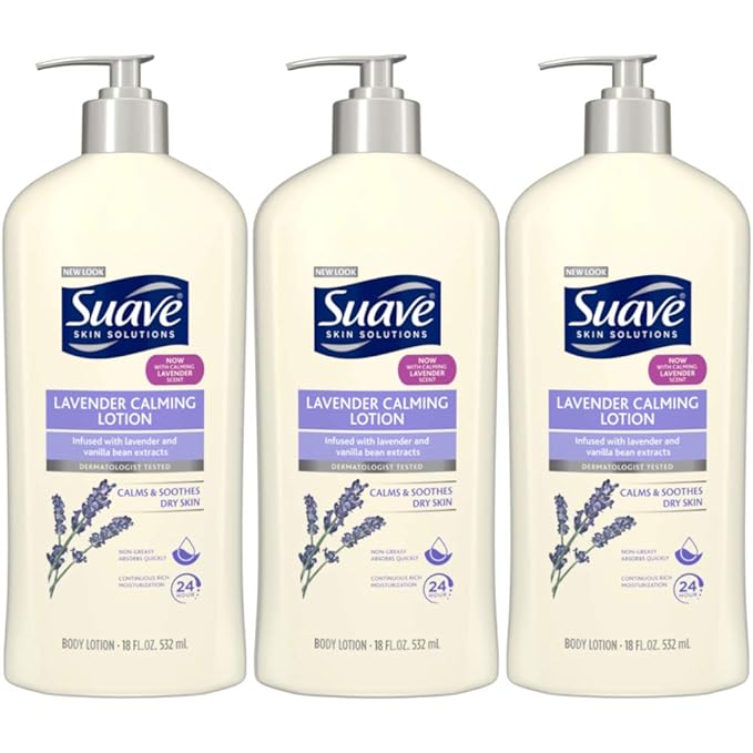 Suave Skin Lotion 18 Ounce Pump Lavender Vanilla 18 Ounce Pump (532ml) (3 Pack)