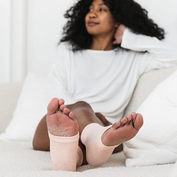 Bare August Foot Cream, Foot Scrub Exfoliator & Heel Socks Bundle