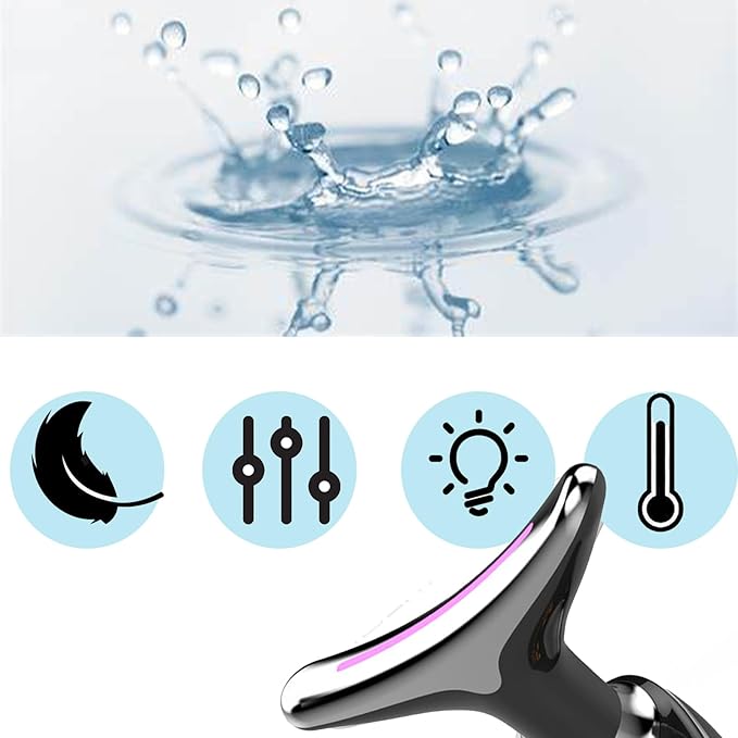 Facial and Neck Massager, Multi-Mode Adjustable, Massager for Double Chin and Face, Facial Shaping Tool, Can Be Used with Lotion to Improve Skin Condition (Black)