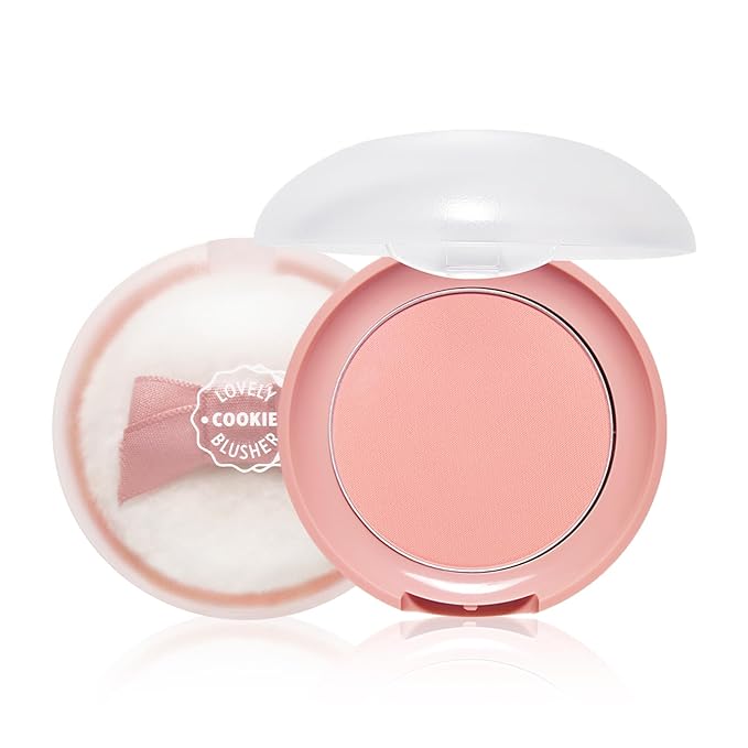 ETUDE Lovely Cookie Blusher - Peach Choux Wafers 4g | Glowing & Natural Powder Blush with Long-Lasting Sebum Control | Easy Application | Korean Makeup, Kbeauty, Perfect for Gift