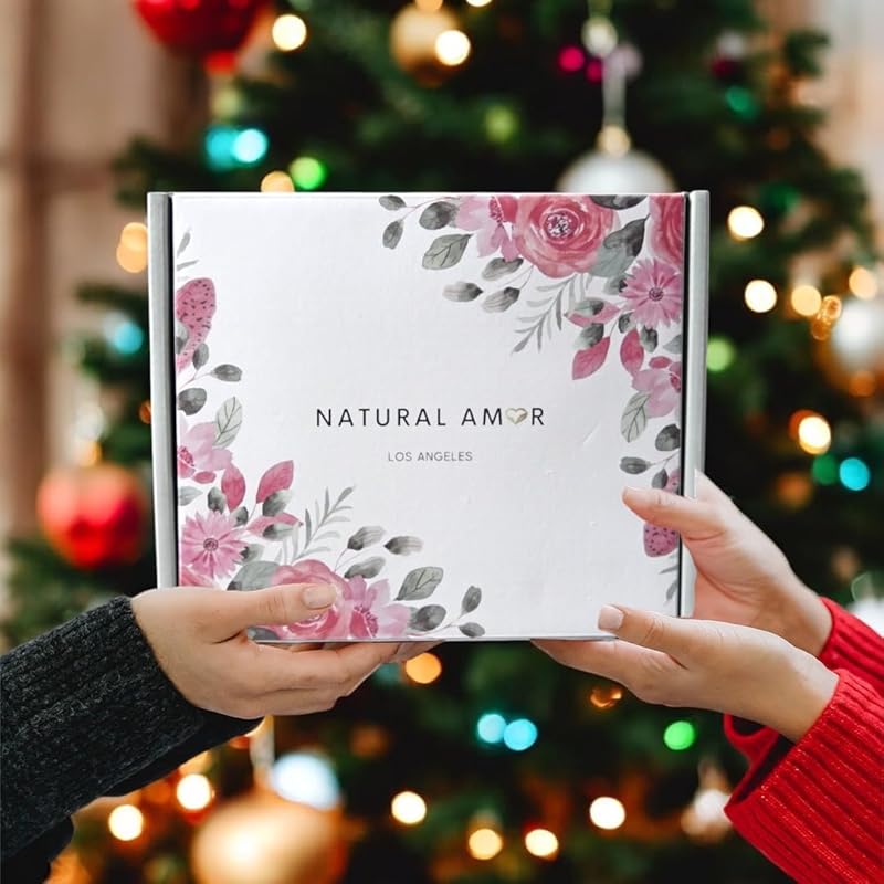 Natural Amor Cozy Spa Gifts for Women and Men,7pcs Self Care Box Including Soap Bar, Candle, Bath Bomb, Bath Salt, Thank You Gift