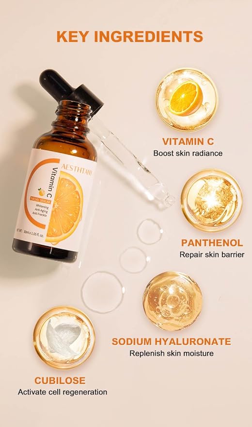 Premium Vitamin C Serum for Face, Anti Aging Serum with Hyaluronic Acid, Panthenol, Cubilose, Retinol & Amino Acids - Hydrate & Boost Skin Collagen