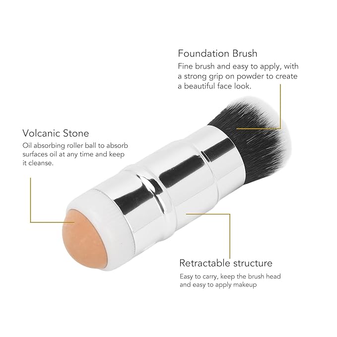 Roller Face Oil 2 In 1 Face Roller Reusable Double Headed Volcanic Stone Oil Absorbing Roller with Brush, Absorbing Roller Ready to Use Strips (Golden Yellow)
