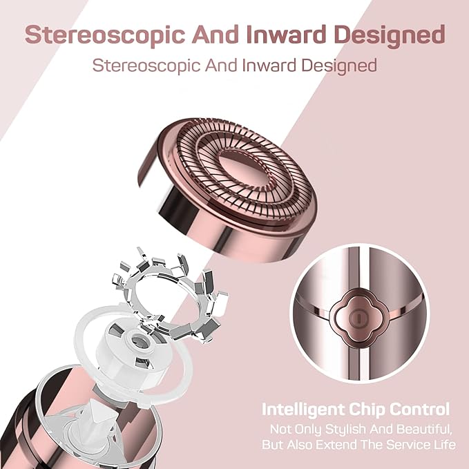 Hair Removal Device, Facial Hair Removal for Women- Gurelax Womens Hair Remover Painless Face Hair Removal/Shavers for Chin Upper Lip Peach Fuzz-Included 4 x Replacement Heads