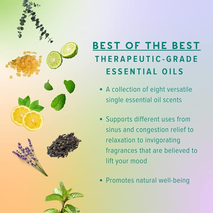 MOXĒ Nasal Inhalers Bundle, 8 Essential Oils, 100% Pure and Undiluted, Therapeutic Grade, No-Mess Portable Aromatherapy, Includes Eucalyptus, Peppermint, Lavender, Tea Tree, Made in USA (Pack of 8)…