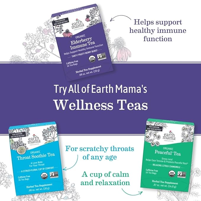 Throat Soothie Tea with Elderflower for Immune Support | Formulated with No Licorice | Safe for Kids & During Pregnancy, 16-Count (Packaging May Vary)
