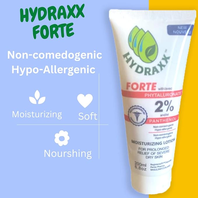 HYDRAXX FORTE Lotion for Daily Use - Moisturizing Lotion for Dry Skin – Non Greasy Hypoallergenic Body Lotion for All Skin Type | Fragrance-Free | Non-Comedogenic, 1 Fl Oz (Pack of 1)
