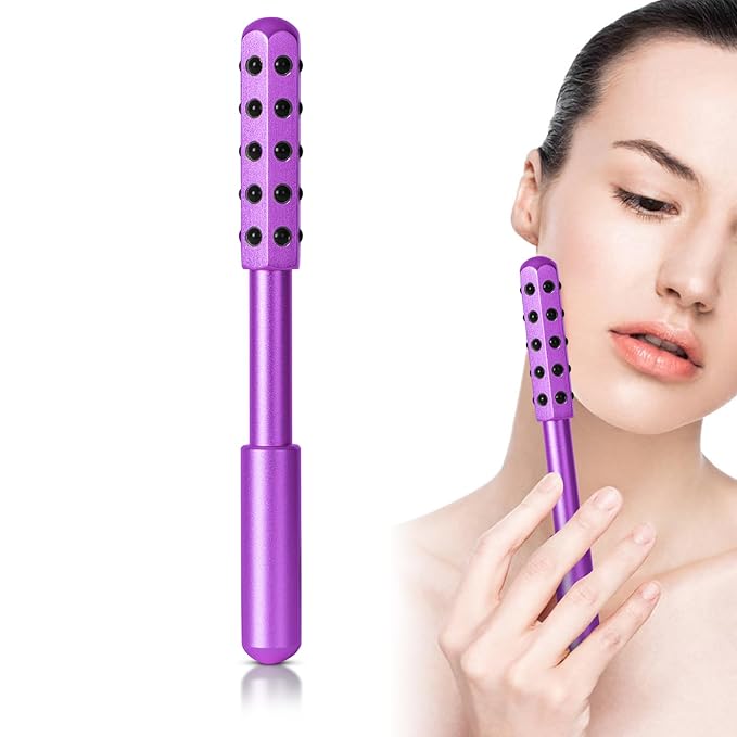 Radiance Roller 30 Germanium Stone Face Roller for Up Lifting and Skin Care，Uplift Massaging Beauty Roller，Uplifting Face Massager Roller (Purple)