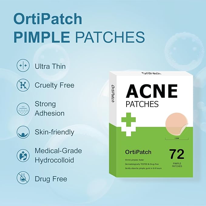 Pimple Patches for Face, Hydrocolloid Acne Patches, Absorb Zits and Blemishes, Invisible Spot Cover, Treatment for Breakouts, Acne Stickers with Salicylic Acid and Tea Tree Oil (72 Count)
