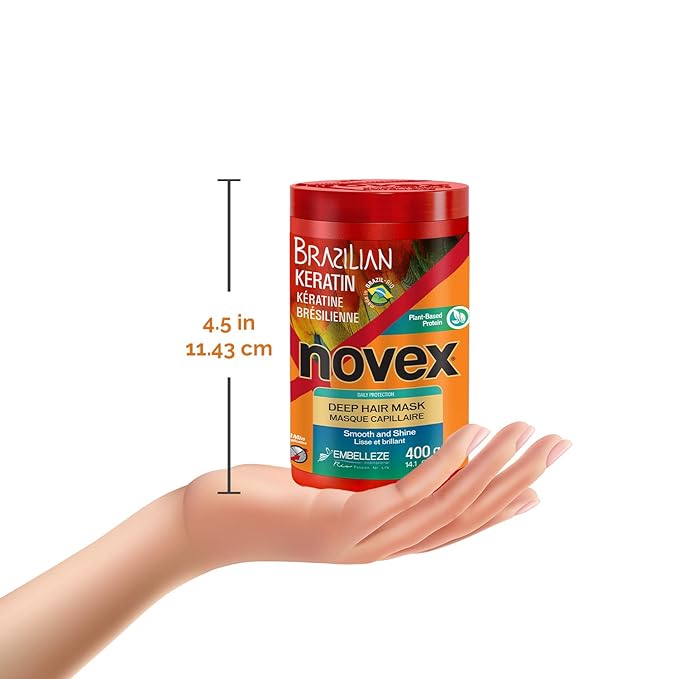 Novex Brazilian Keratin Hair Mask, 14 Oz - Reconstructive Keratin, Frizz control & Damage Repair