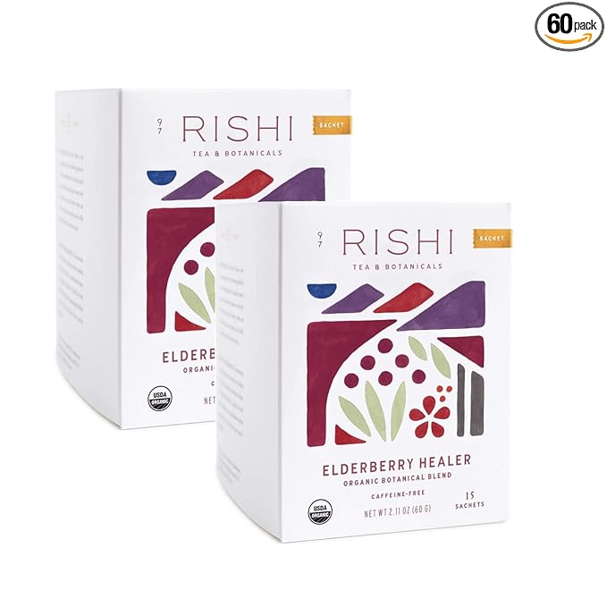 Rishi Tea, Elderberry Healer, Organic 15 Count (Pack of 2)