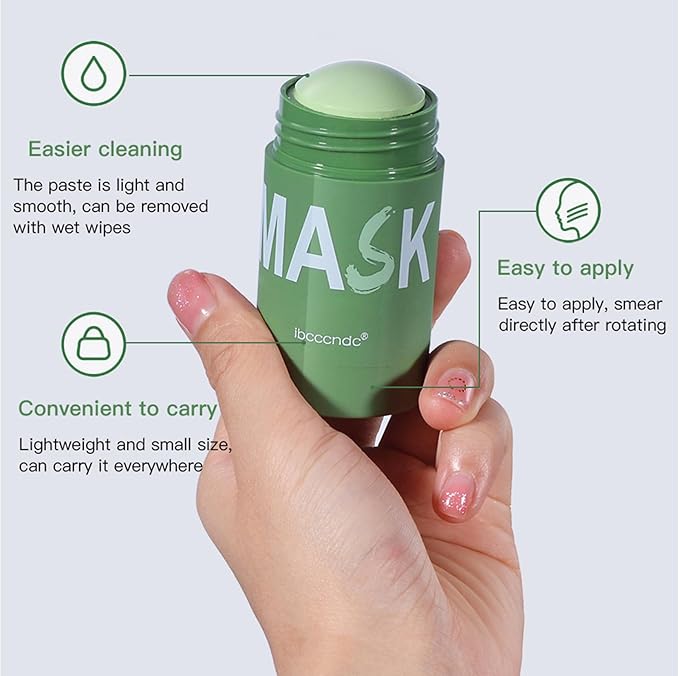 Wuxpp Green Tea Deep Cleanse Mask Stick Blackhead Remover with Green Tea Extract, Juxek Green Tea Purifying Clay Stick Mask Oil Control Cleansing Mask, Green Tea Face Mask Skincare Korean (1 Pc)