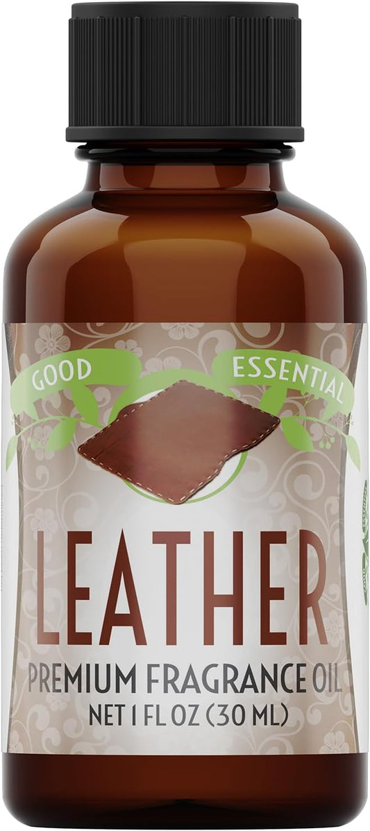 Good Essential Professional Leather Fragrance Oil for Diffuser, Candle Warmer, Wax Melts - 1 fl oz, 30ml - Leather Scent Oil for Candles