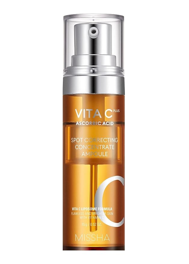 MISSHA Vita C Plus Spot Correcting Concentrate Ampoule 0.52 Fl oz/15ml, Korean Vitamin C Serum for Face, Improves Dark Spots & Firms Skin with 33% VITA C Liposome Formula, Mother's Day Gifts