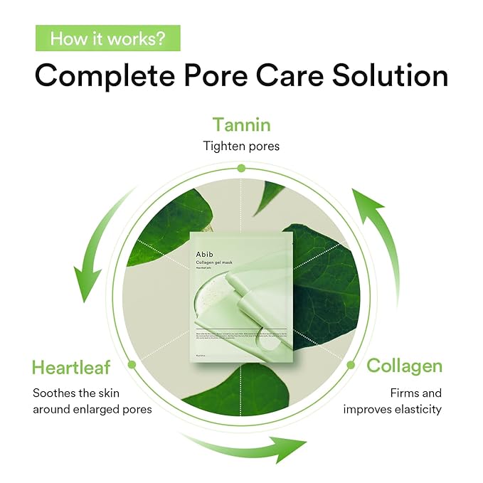 Abib Collagen Gel Mask Heartleaf Jelly 10 Sheets (Soothing) I Korean Vegan Collagen, Cooling Calming Hyaluronic Acid Hydrogel Face Mask Skin Care