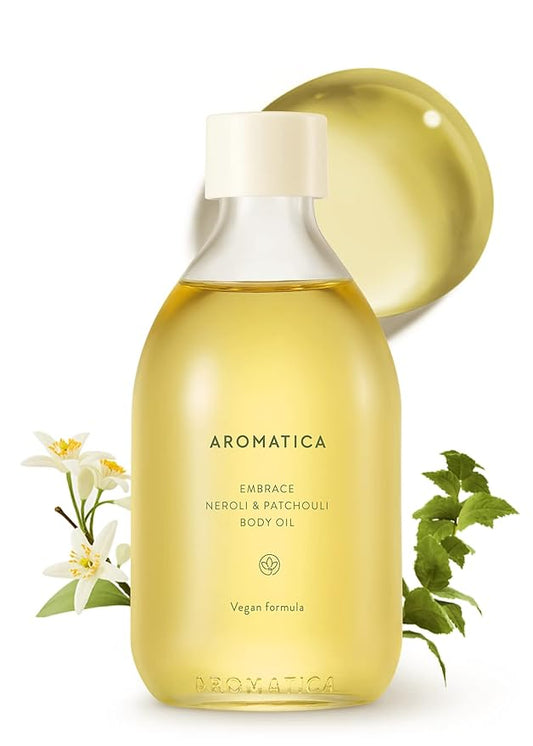 AROMATICA Embrace Body Oil Patchouli & Neroli Essential Oil, Aromatherapy Oils, Scented Body Oil, After Shower Body Oil for Women, Non-Greasy Body Serum, Body Moisturizer for Dry Skin 3.38 fl. oz