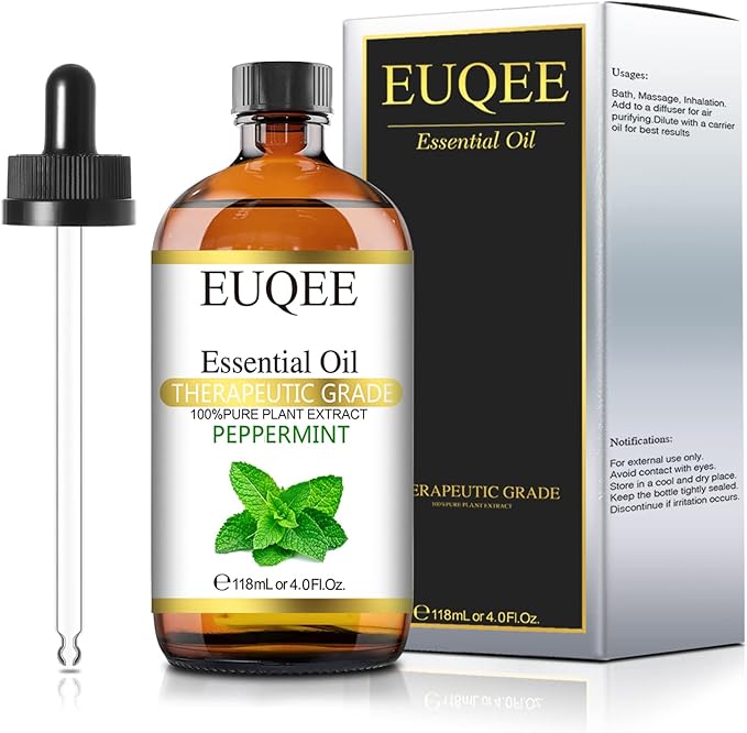 Peppermint Essential Oil 118 ml Pure Peppermint Oil with Glass Dropper for Aromatherapy, Diffuser, Soap Candle Making - 4Fl. Oz