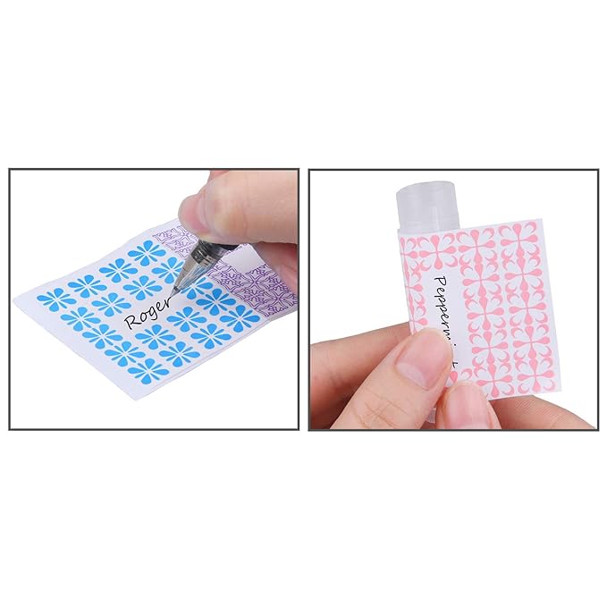 Kare & Kind DIY Lip Balm Container Tubes - 50-Pack (10x5 Colors) - Including 50 Writeable & Printed Lip Balm Stickers - Twist Mechanism and a Cap - 3/16 Oz (5.5 ml) - Moisturizing