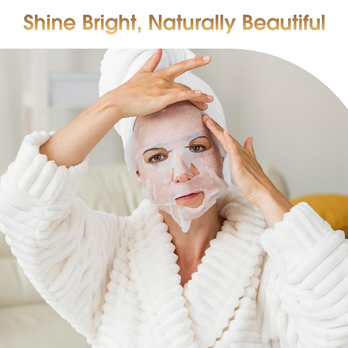 Face Sheet Mask with Vitamin C & E - Dermatologist Tested Korean Beauty Mask for Brightening & Deep Hydration - Premium Facial Treatment for Glowing & Rejuvenated Skin - 5 Pack