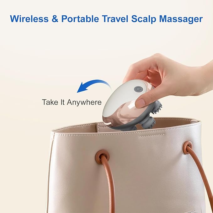 Electric Cordless Hair Scalp Massager with Kneading with 4 Heads 96 Nodes, Handheld Portable Head Massager for Hair Growth, Deep Relaxation & Clean,Ideal Gifts for Women & Men