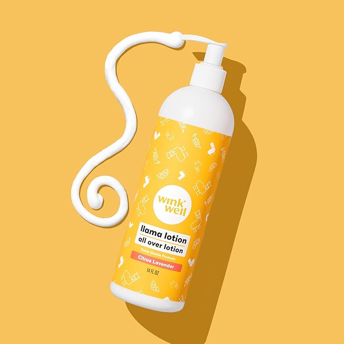 Wink Well Llama Baby Lotion for Kids- Gentle Baby Moisturizer for Calming Dry Skin-For Sensitive Skin Free of Parabens, Chemicals, Dyes and Fragrances- 14 Oz