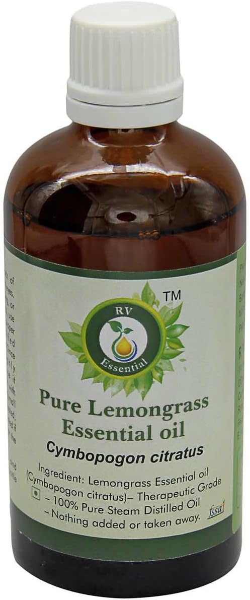Lemongrass Essential Oil | Cymbopogon Citratus | Lemongrass Oil | for Hair | for Body | for Massage | 100% Pure Natural | Steam Distilled | Therapeutic Grade | 100ml | 3.38oz by R V Essential